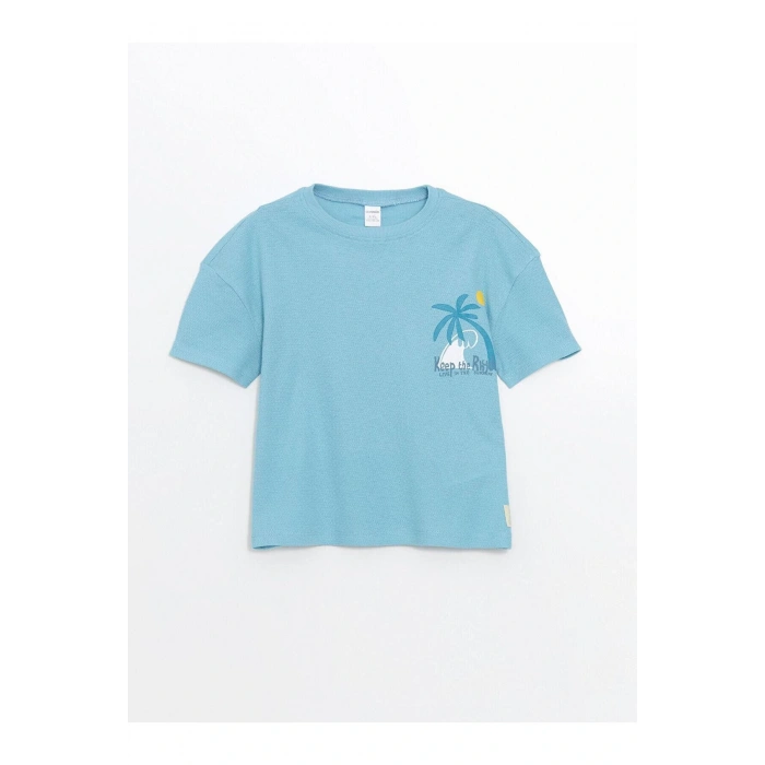 Bisiklet Yaka Baskılı Erkek Çocuk Tişört (S5)