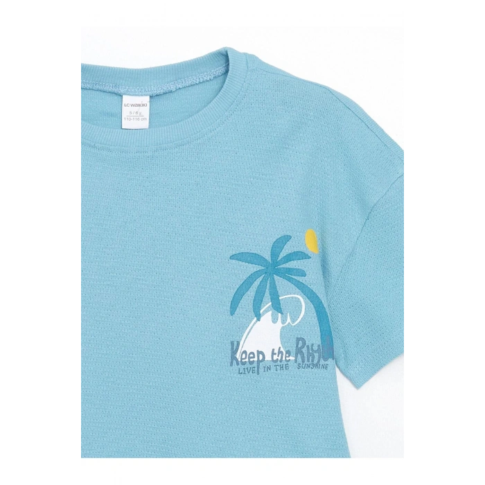 Bisiklet Yaka Baskılı Erkek Çocuk Tişört (S5)