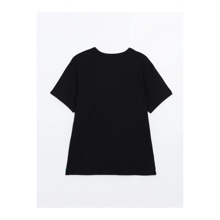 Bisiklet Yaka Baskılı Kadın Tişört