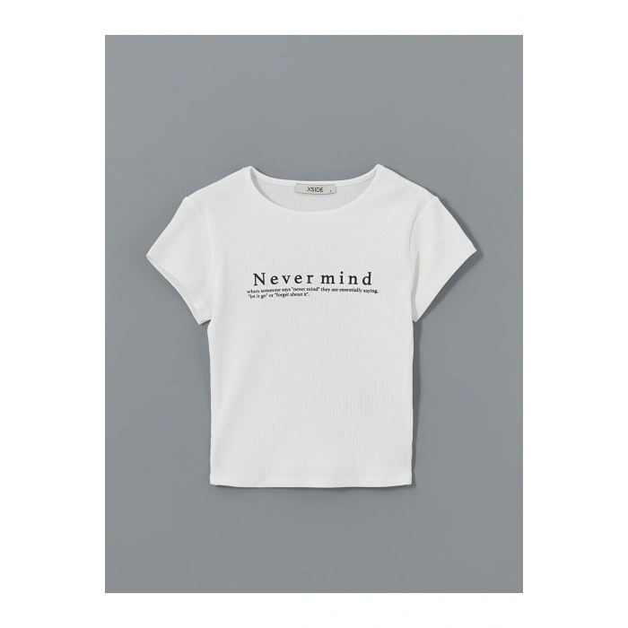 Bisiklet Yaka Baskili Kadin Tisort - S5GP10Z8