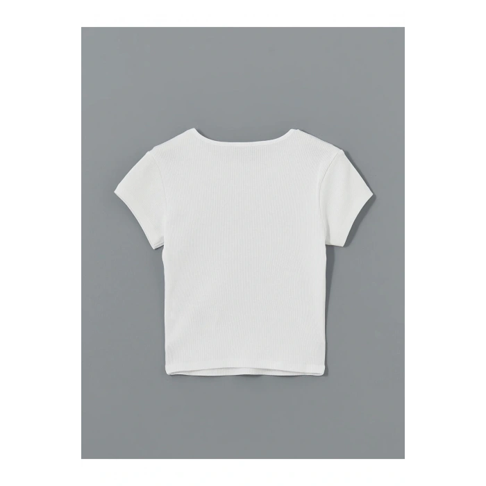 Bisiklet Yaka Baskili Kadin Tisort - S5GP10Z8