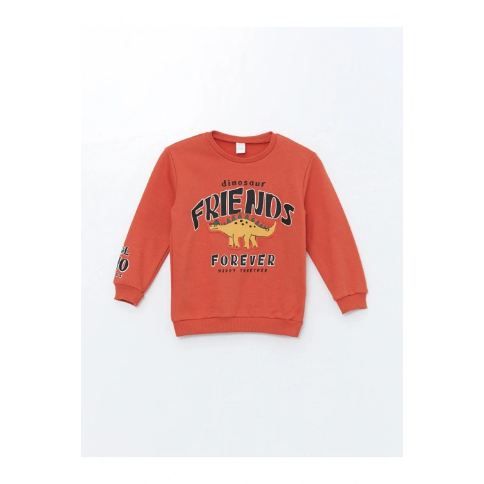 Bisiklet Yaka Baskılı Kalın Erkek Bebek Sweatshirt