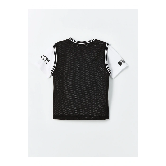 Bisiklet Yaka Baskılı Kısa Kollu Erkek Çocuk Tişört