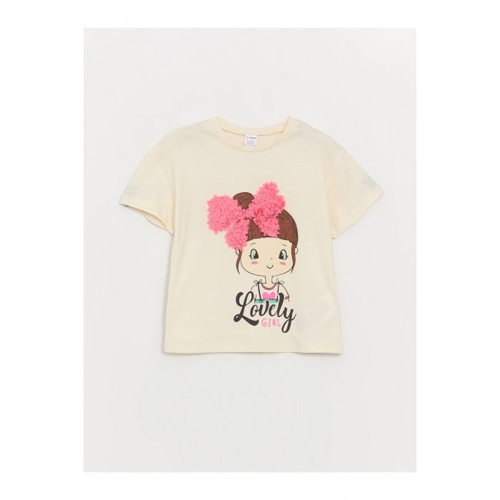 Bisiklet Yaka Baskılı Kısa Kollu Kız Bebek Tişört