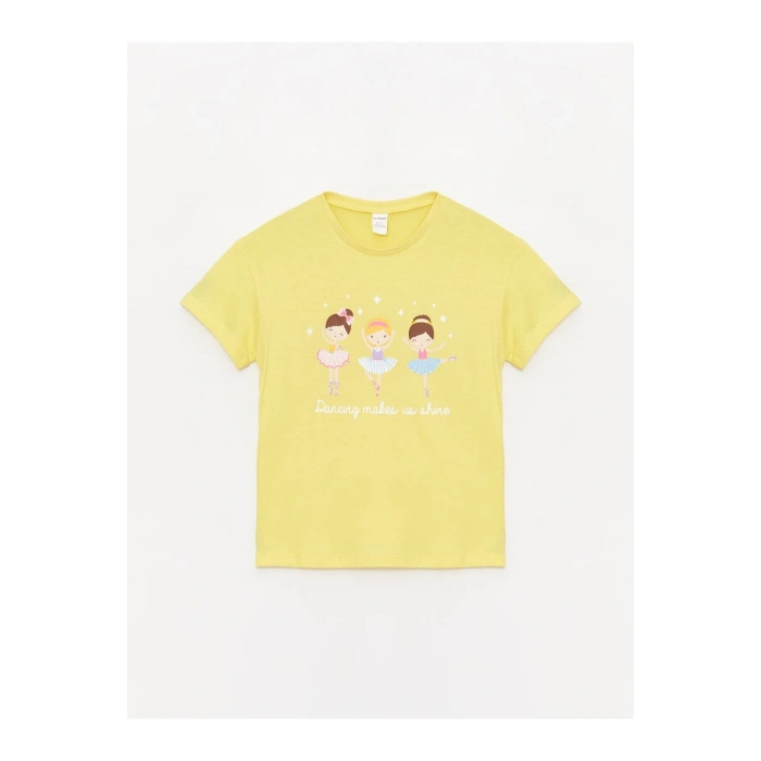 Bisiklet Yaka Baskılı Kısa Kollu Kız Bebek Tişört