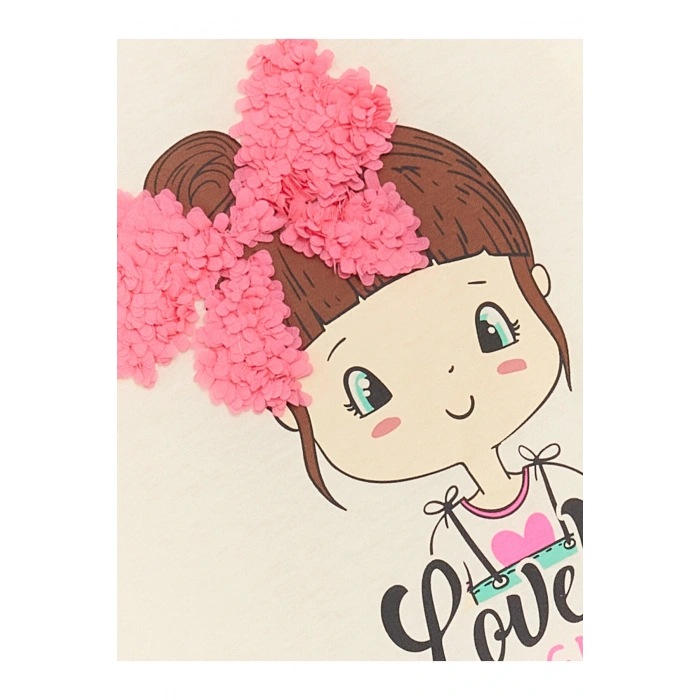 Bisiklet Yaka Baskılı Kısa Kollu Kız Bebek Tişört