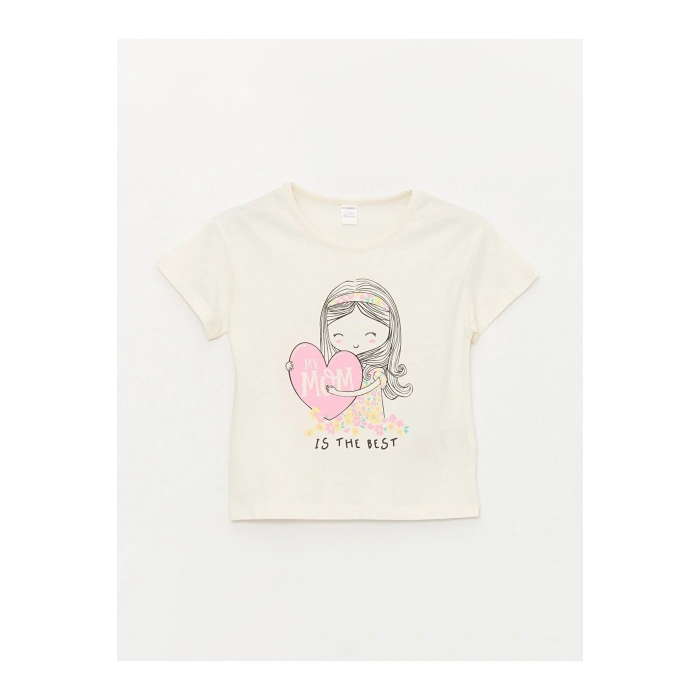 Bisiklet Yaka Baskılı Kısa Kollu Kız Bebek Tişört