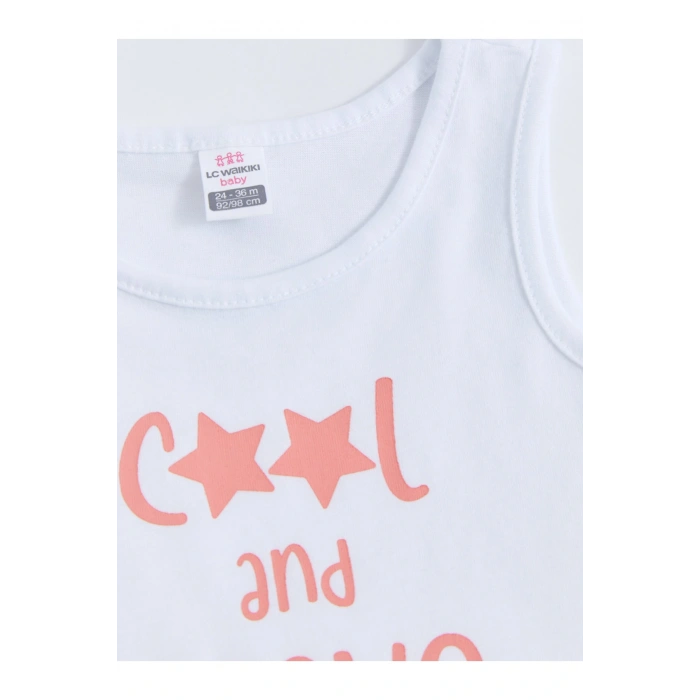 Bisiklet Yaka Baskılı Kız Bebek Atlet