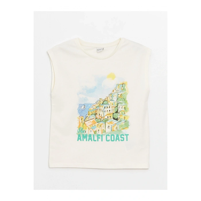 Bisiklet Yaka Baskılı Kız Çocuk Atlet