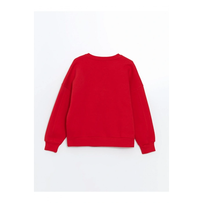 Bisiklet Yaka Baskılı Oversize Kadın Kalın Sweatshirt