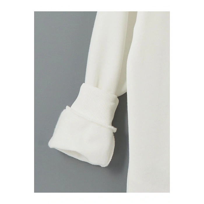 Bisiklet Yaka Baskılı Oversize Kadın Kalın Sweatshirt Tunik