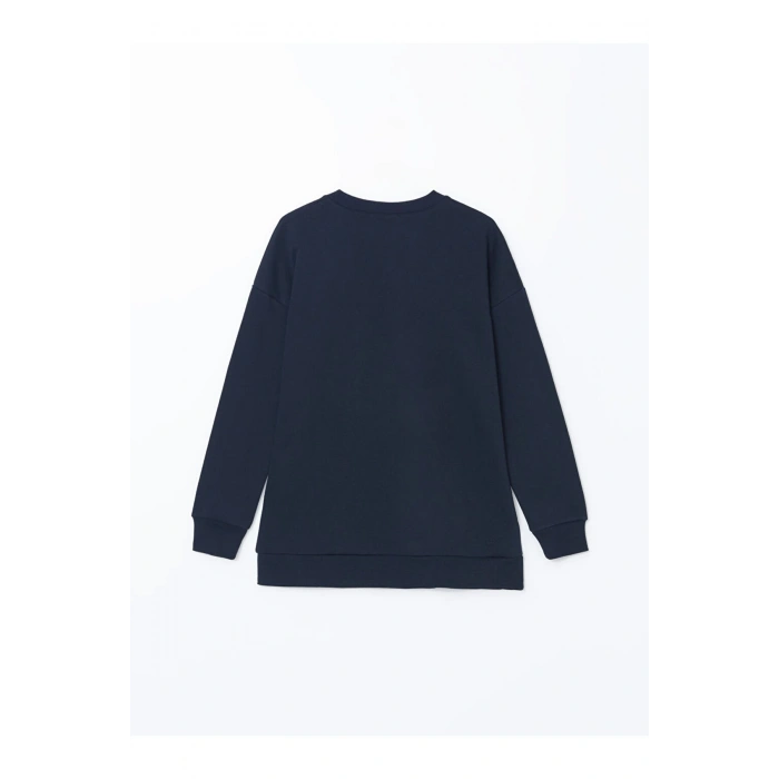 Bisiklet Yaka Baskili Oversize Kadin Sweatshirt Tunik - W4KR68Z8