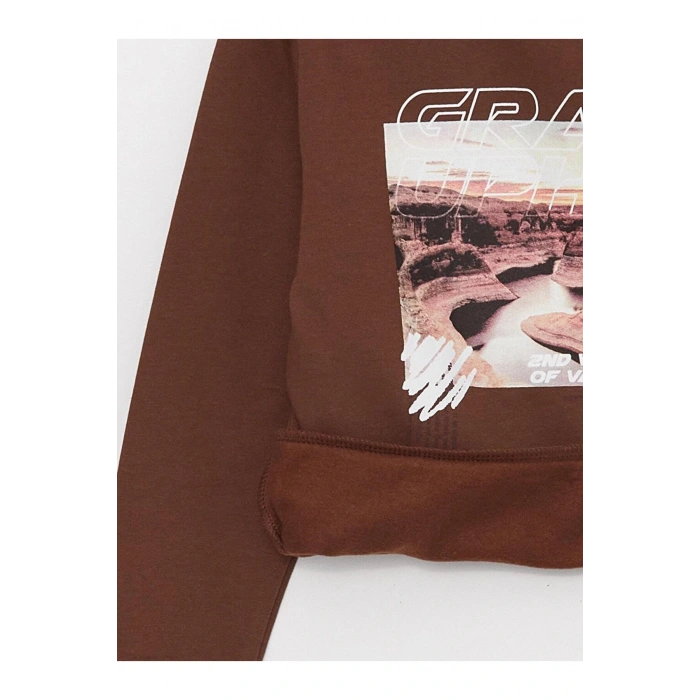 Bisiklet Yaka Baskılı Uzun Kollu Erkek Çocuk Sweatshirt