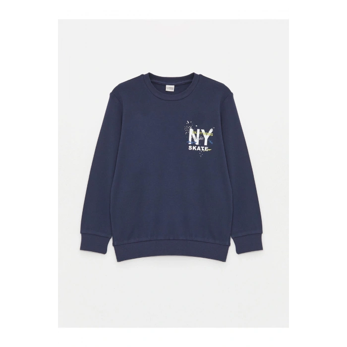 Bisiklet Yaka Baskılı Uzun Kollu Erkek Çocuk Tişört