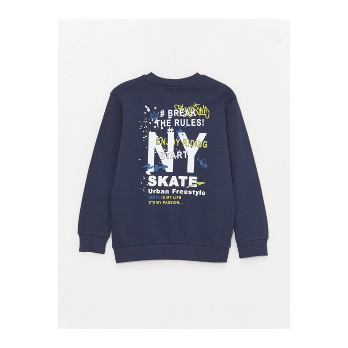 Bisiklet Yaka Baskılı Uzun Kollu Erkek Çocuk Tişört