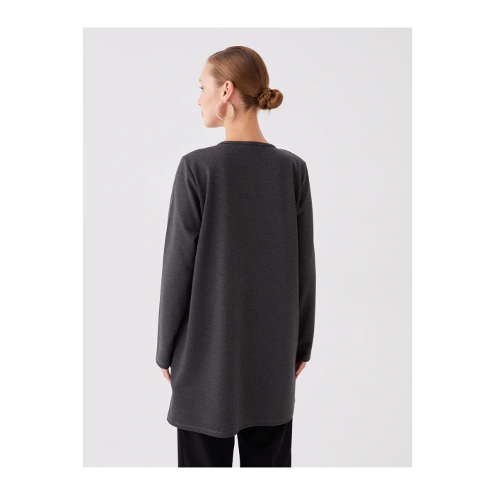 Bisiklet Yaka Baskılı Uzun Kollu Kadın Tunik