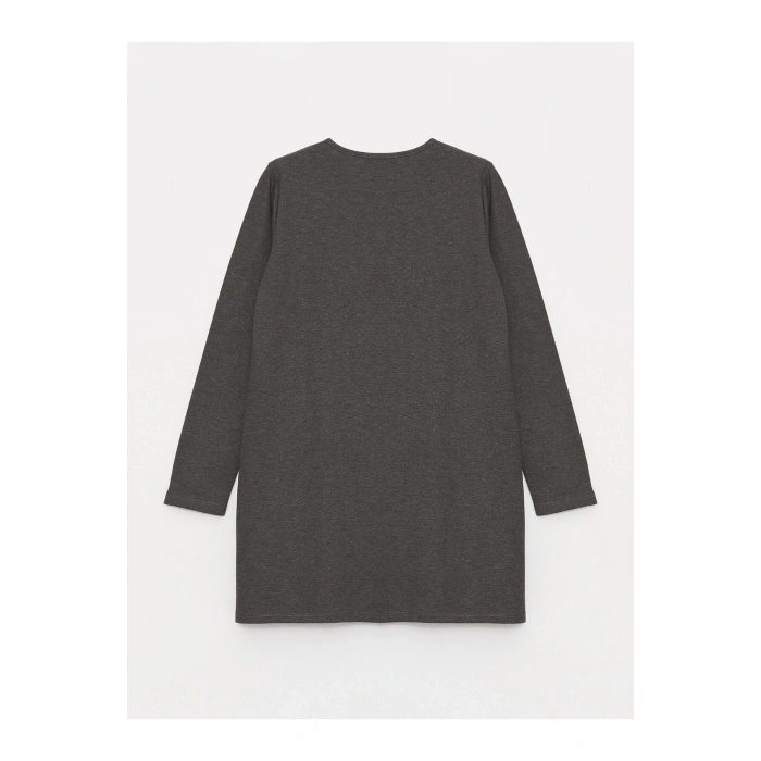 Bisiklet Yaka Baskılı Uzun Kollu Kadın Tunik