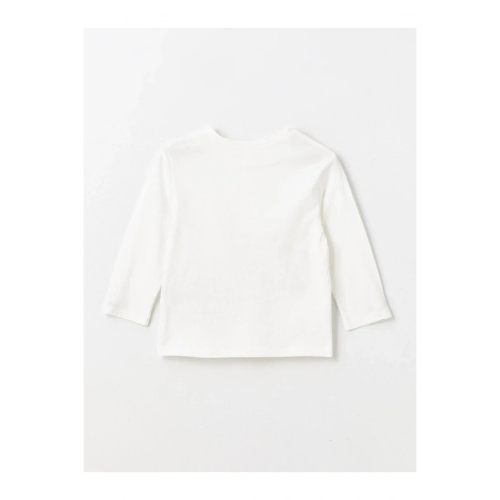 Bisiklet Yaka Baskılı Uzun Kollu Kız Bebek Tişört (S4)