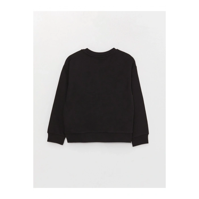 Bisiklet Yaka Baskılı Uzun Kollu Kız Çocuk Sweatshirt