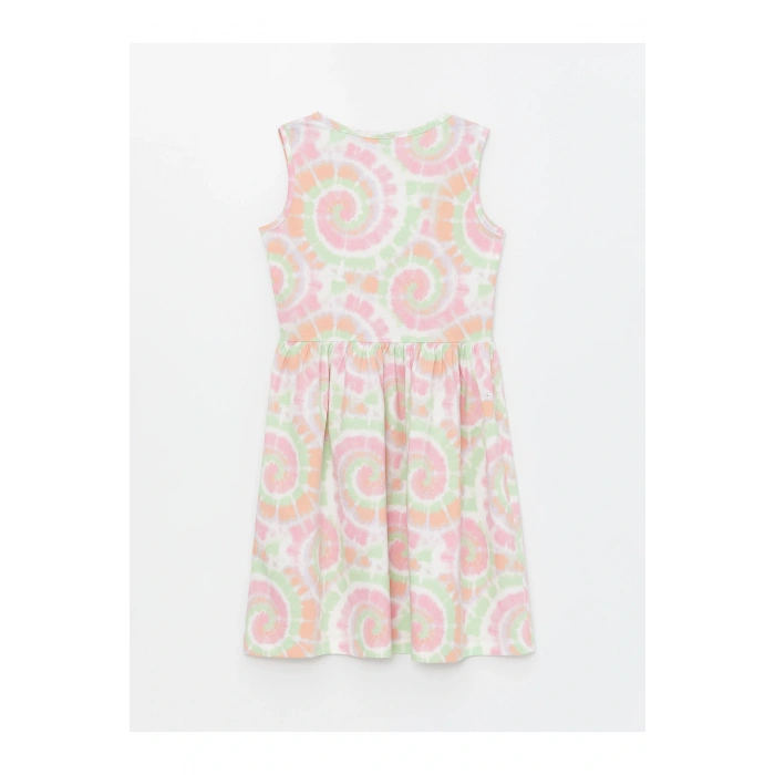 Bisiklet Yaka Batik Desenli Kız Çocuk Elbise