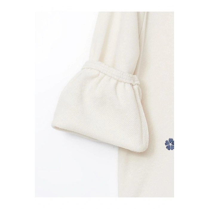 Bisiklet Yaka Çiçekli Kız Çocuk Sweatshirt ve Tayt Pantolon 2li