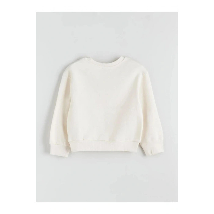 Bisiklet Yaka Çiçekli Kız Çocuk Sweatshirt (W5)