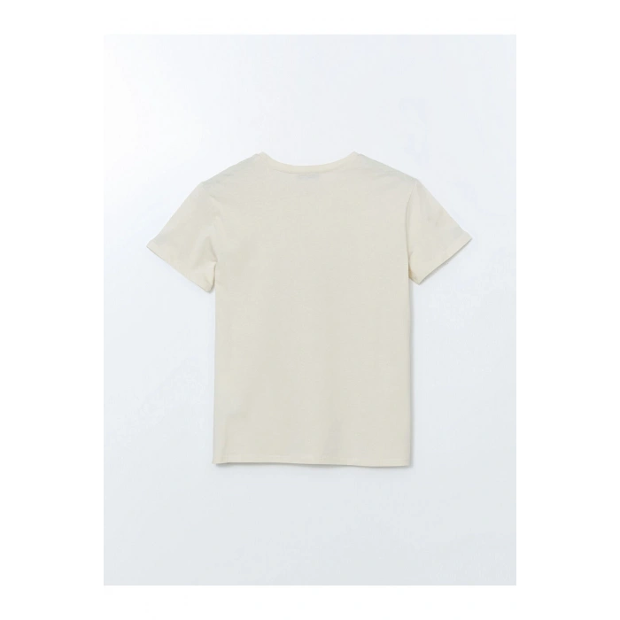 Bisiklet Yaka Çiçekli Penye Kadın Tişört