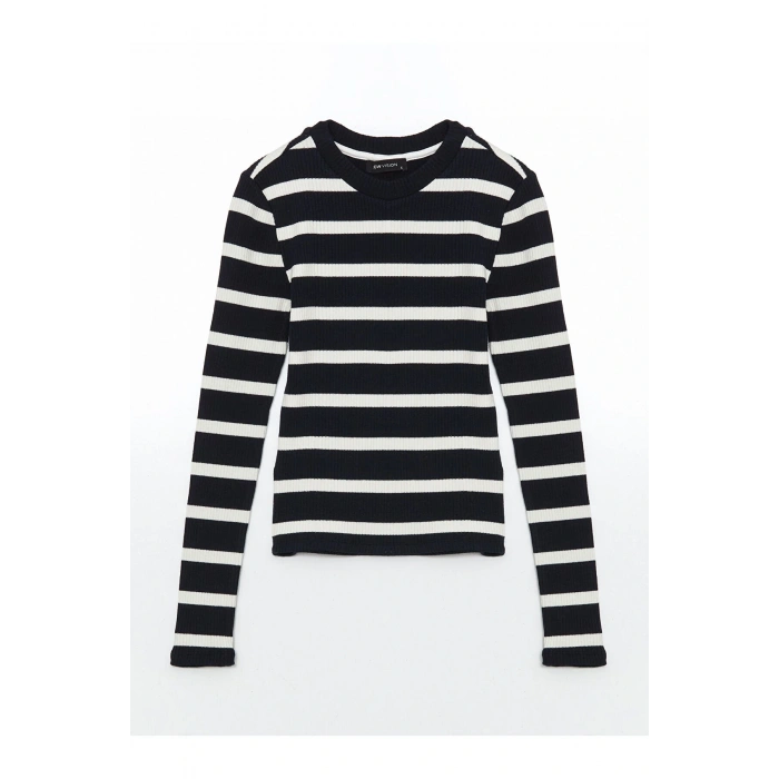 Bisiklet Yaka Çizgili Kadın Body