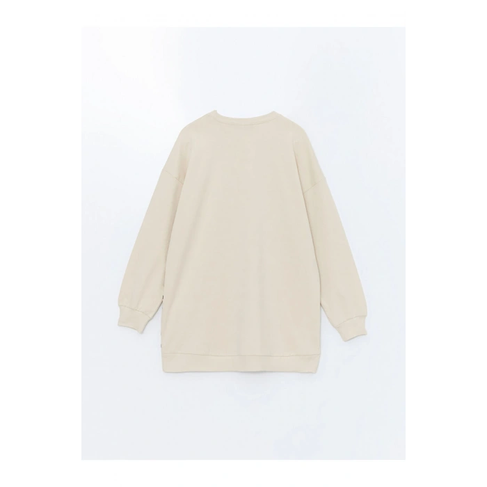 Bisiklet Yaka Çizgili Kadın Sweatshirt Tunik