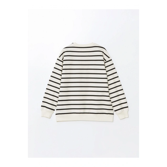 Bisiklet Yaka Cizgili Kadin Sweatshirt - W4ID62Z8