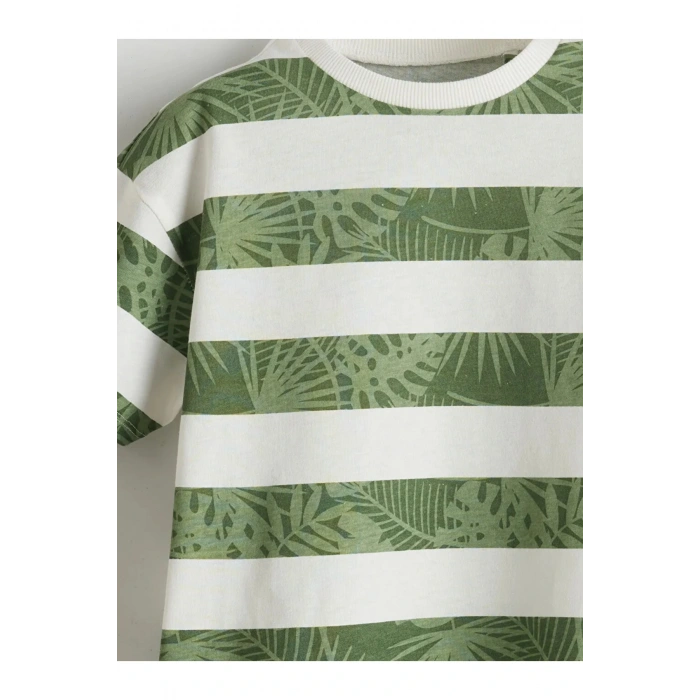 Bisiklet Yaka Çizgili Penye Erkek Çocuk Tişört