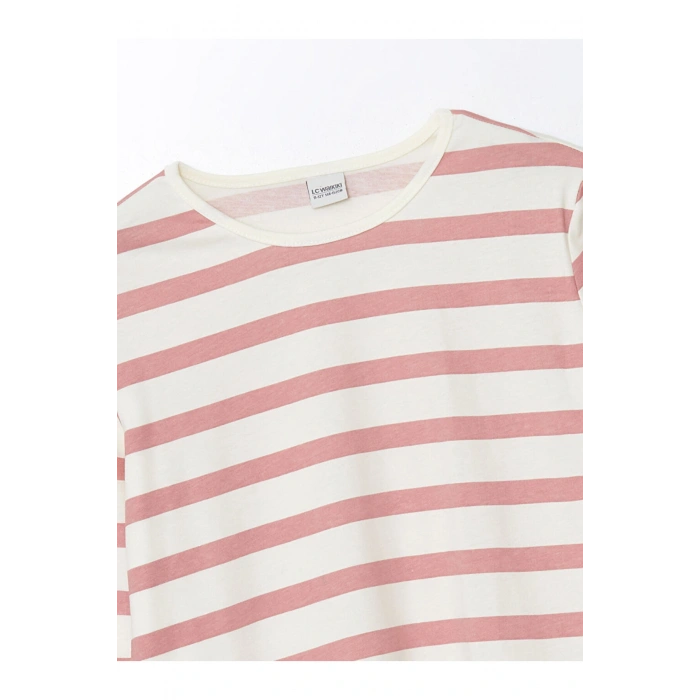 Bisiklet Yaka Çizgili Uzun Kollu Kız Çocuk Tişört