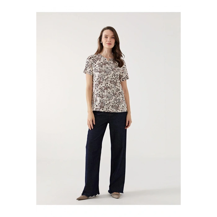 Bisiklet Yaka Desenli Kadın Bluz (S5)