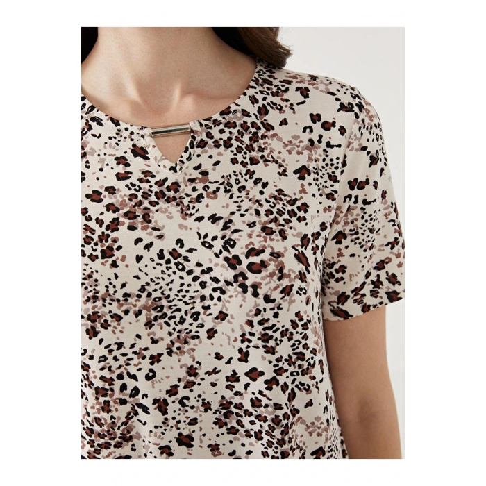 Bisiklet Yaka Desenli Kadın Bluz (S5)