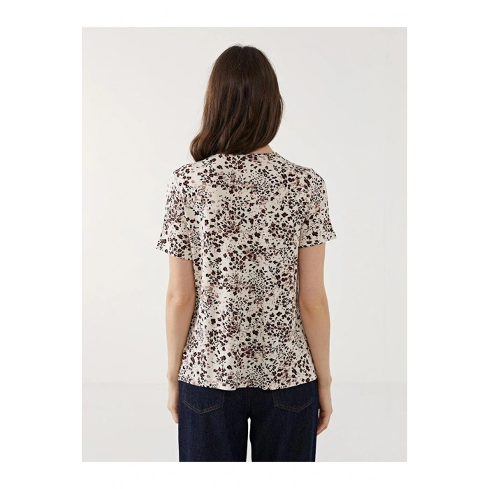 Bisiklet Yaka Desenli Kadın Bluz (S5)