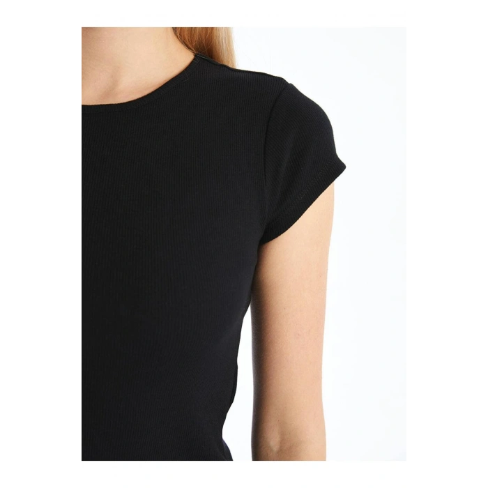 Bisiklet Yaka Dokulu Kadın Crop (S5)