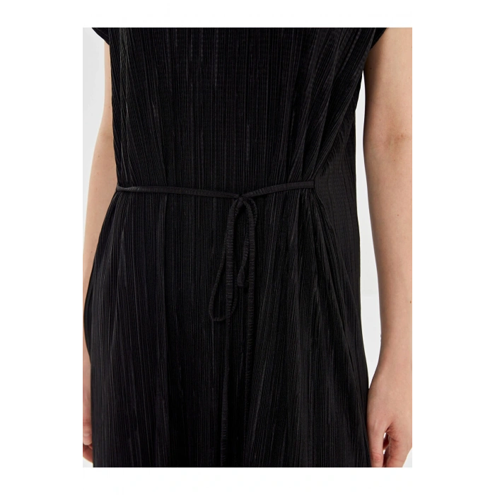 Bisiklet Yaka Dokulu Kadın Elbise