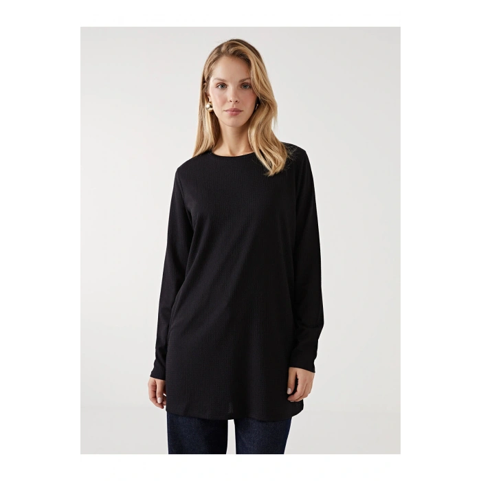 Bisiklet Yaka Dokulu Kadın Tunik