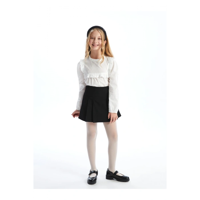 Bisiklet Yaka Dokulu Kız Çocuk Bluz