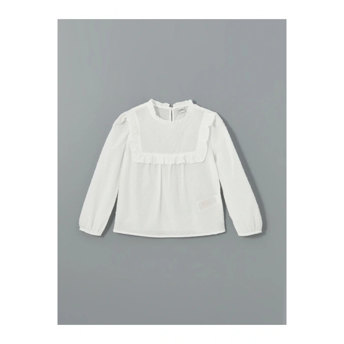 Bisiklet Yaka Dokulu Kız Çocuk Bluz