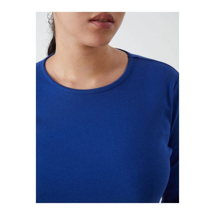 Bisiklet Yaka Düz Uzun Kollu Kadın Body