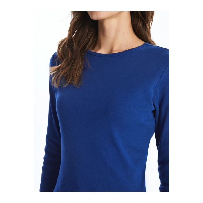 Bisiklet Yaka Düz Uzun Kollu Kadın Body