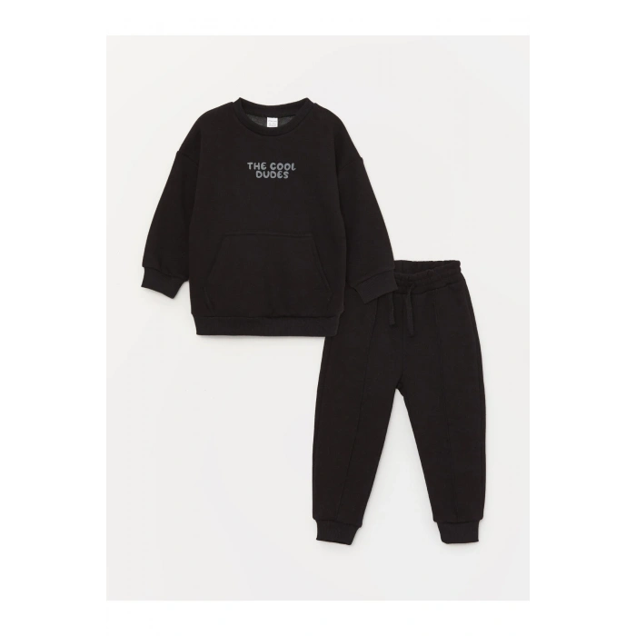 Bisiklet Yaka Erkek Bebek Sweatshirt ve Eşofman Alt 2li