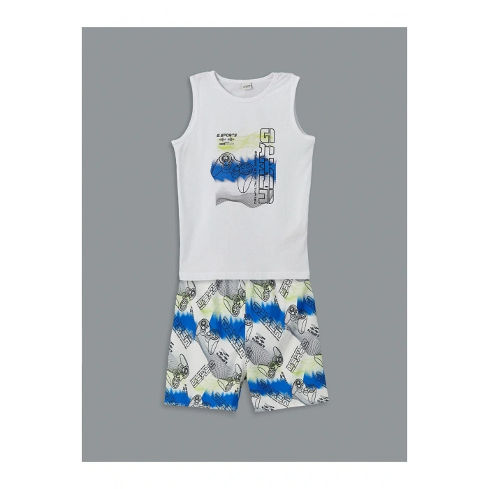Bisiklet Yaka Erkek Çocuk Atlet Ve Deniz Şortu (S5)