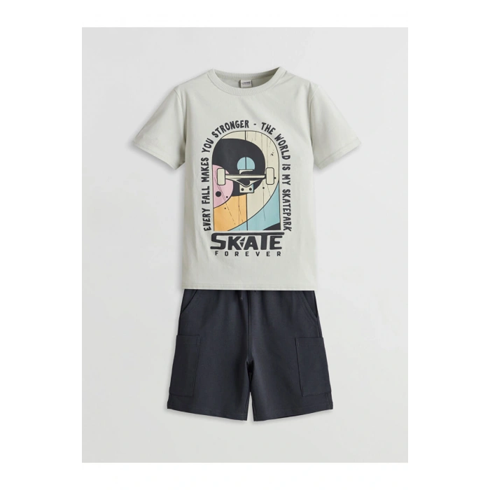 Bisiklet Yaka Erkek Çocuk Tişört ve Şort