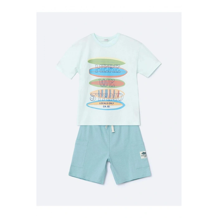 Bisiklet Yaka Erkek Çocuk Tişört ve Şort (S5)