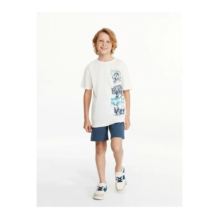 Bisiklet Yaka Erkek Çocuk Tişört Ve Şort (S5)