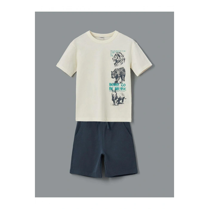 Bisiklet Yaka Erkek Çocuk Tişört Ve Şort (S5)