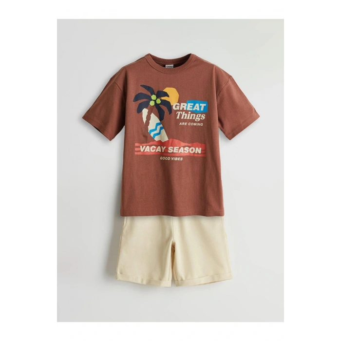 Bisiklet Yaka Erkek Çocuk Tişört ve Şort (S5)