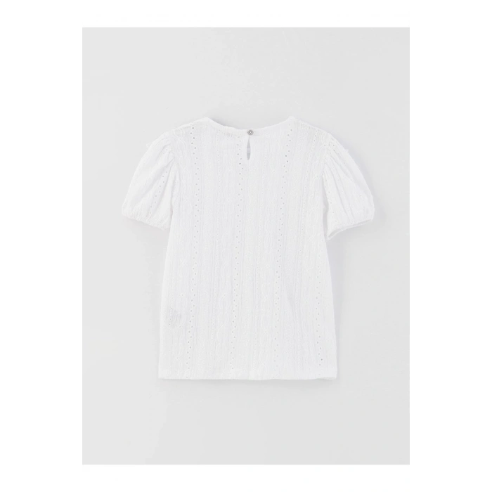 Bisiklet Yaka Fisto Detaylı Kısa Kollu Kız Çocuk Bluz